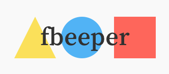 A light yellow triangle, a light blue circle, and a light red circle. Legible dark grey text “fbeeper” on top.